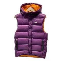 【中古】　MOUNTAIN EQUIPMENT　ダウンベスト　アウター　フード　フルボタン　無地　ワンポイント　ブランドロゴ　刺しゅう　アウトドア　古着　/1152のサムネイル