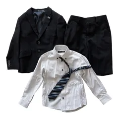  hiromichi nakano ヒロミチナカノ フォーマルスーツ セット ジャケット パンツ ワイシャツ ネクタイ 入学式 卒園式 ネクタイ付き キッズ 男の子 110【B113】