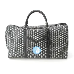 モワナ モノグラム レザー カスタムペイント ホワイトステッチ シルバー金具 ボストンバッグ モノクロ ブルー【中古】