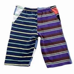バーバリアン ハーフパンツ メンズ Mサイズ パッチワーク マルチカラー 厚手 綿100％ 防縮加工 切替デザイン ラグビーのサムネイル