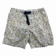 グラミチ ショートパンツ クライミングショーツ レディース Mサイズ 総柄 花柄 ホワイト ウェビングベルト付き 麻混