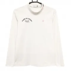 ルコックゴルフ ハイネック長袖Ｔシャツ 白×ピンク ロゴ刺しゅう レディース M ゴルフウェア le coq sportif