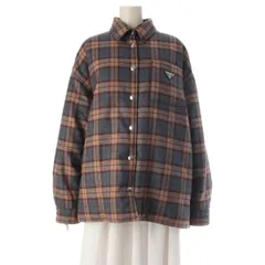 プラダ 24AW ウール トライアングルロゴ チェック パデッド ブルゾン アウター 29T060 ブラウン ブルー 42【中古】