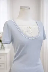 ヴィンテージ ベイビーブルー リボン シフォン ロギャルトップ フェアリー イングニ アクシーズファム セシルマクビー 必須アイテム