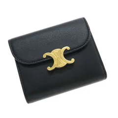 セリーヌ スモール フラップウォレット トリオンフ/シャイニーカーフ  10D783DPV.38NO【Aランク】【中古】