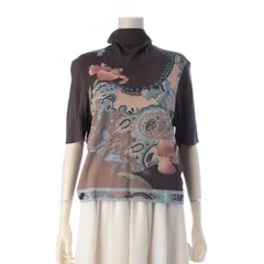 レオナール ビジュー ペイズリー柄 タートルネック 半袖 セーター ニット トップス 0367901 グレー系 マルチカラー L【中古】