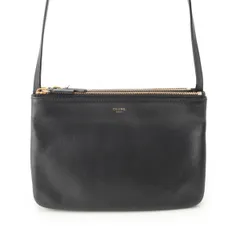 セリーヌ レザー トリオ ポーチ ショルダーバッグ ブラック スモール【中古】