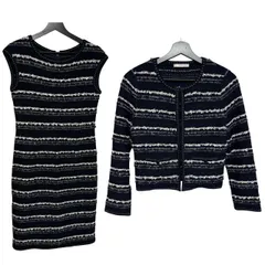 アナイ ANAYI レディース セットアップ スーツ ワンピース ジャケット ツイード ニット コットン 38 紺 ネイビー 101918-16-140-65-380【ZY5】