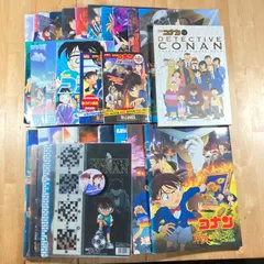 【当時物】名探偵コナン 映画パンフレット20冊 下敷き キャラクタービジュアルブック 冊子 ピンバッチ等