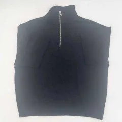 CLEL　クレイル　ハーフジップデザイン半袖プルオーバーTシャツ　ブラック　XSサイズ　□〇