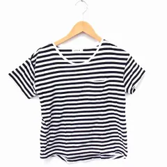 レプシィム ローリーズファーム LEPSIM LOWRYS FARM Tシャツ カットソー ボーダー 胸ポケット 丸首 半袖 コットン 綿 M ホワイト 白 ブラック 黒 /FT38