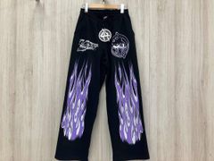 Le4n パープル ドリップ フレアパンツ 紫 黒 - メルカリ
