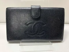 CHANEL キャビアスキン 96※※※※※ ココマーク 二つ折り長財布 ブラック
