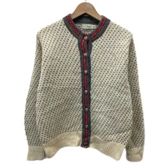 【中古】　L.L.Bean　チロリアンニットカーディガン　90s vintage　90年代　長袖　セーター　Uネック　メタルボタン　総柄　フルボタン　USA製　アウトドア　古着　/2002