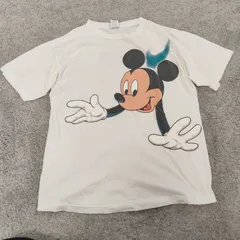 MICKEY　ミッキー  【サイズ】  L　半袖Tシャツ　白T　DISNEY　90s 00s　メンズ　中古　古着
