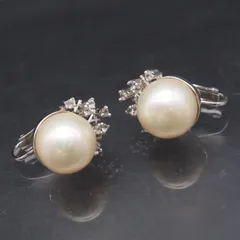 V231 フェイクパール SILVER刻印 イヤリング ダイヤモンド風 デザイン シルバー