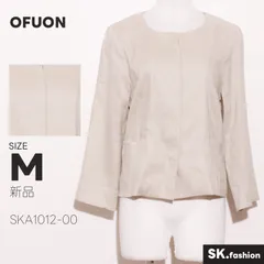新品 OFUON アウター ノーカラージャケット　長袖　比翼ボタン　麻混　きれいめのサムネイル