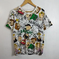 USJ PEANUTS UNIVERSAL STUDIO JAPAN ユニバーサルスタジオジャパン Tシャツ 半袖 スヌーピー チャーリーブラウン キャラクター 総柄 ホワイト S D497