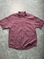 極太 90s ARROW 半袖BDシャツ XL 赤 チェック 身幅65cm 美品 00s US古着 アロー ビッグシルエット