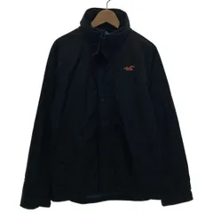 【中古】　HOLLISTER　ナイロンジャンパー　ハイネック　フルジップ　無地　ワンポイント　刺しゅう　裏地フリース　ストリート　古着　/0141