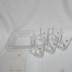 未使用 HOYA 菓子鉢付ジュースセット コップ タンブラー5点 クリスタルガラス 保谷クリスタル 洋食器 キッチン用品 現状 長期保管 W814