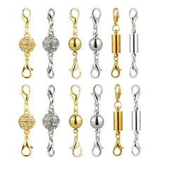 【在庫処分】YFFSFDC ネックレス 留め具 マグネット留め具 簡単装着 磁気クラスプ エンドパーツ ジュエリー用 延長用金具 DIY用 クラフト作り 収納袋付き 12個セット