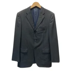【中古】　BURBERRY BLACK LABEL　テーラードジャケット　ウールジャケット　アウター　ストライプ　フロントポケット　シングルボタン　古着　/1156