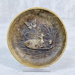 S203 ブロンズ 455g 小物入れ 器 女性 蝶々 湖畔 アンティーク S203