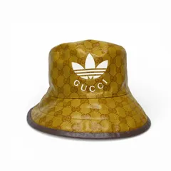 グッチ GUCCI ×アディダス adidas 美品 GGクリスタル バケットハット ブラウン 696484 E02180726231 