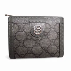 グッチ GUCCI 美品 GGスプリームキャンバス 二つ折り財布 ウォレット グレー系 