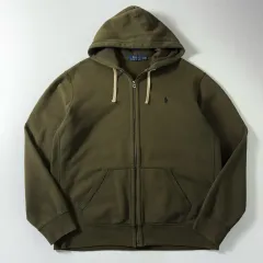 Polo ポロ ラルフローレン 刺繍 コットン カーキ フードジップアップ