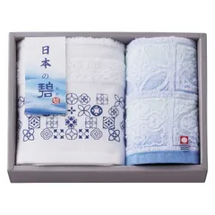 春の贈り物便り タオルセット 日本の碧 泉州フェイスタオル:29×85cm、今治ハンドタオル:32×34cm