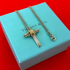 極 美品 TIFFANY&Co. ティファニー シグネチャー クロス シルバー925 K18イエローゴールド ネックレス ペンダント シルバー 24328