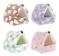 【人気商品】ふく福 暖かい ハムスター ハンモックウサギ ハムスター用 ベッド ペット 柔らかいソファ クッション小動物用 寝袋 ハリネズミ ハムスターハウス 鳥用ケージに掛ける暖かい巣 ウォームネスト 遊び場 吊り下げ金具付(1枚，色ランダム) (M(17*のサムネイル