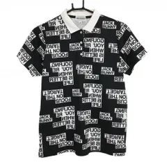 【美品】ジャックバニー 半袖ポロシャツ 黒×白 ロゴ総柄 レディース 2(L) ゴルフウェア 2024年モデル Jack Bunny