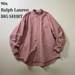 90s Ralph Lauren BIG SHIRT　胸ポケット　BD　長袖シャツ　ラルフローレン　ピンク　XL 古着