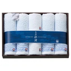 春の贈り物便り フェイスタオル4P&ウォッシュタオル2P 今治彩波-木綿本舗- フェイスタオル:32×75cm、ウォッシュタオル:32×34cm