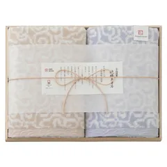 春の贈り物便り バスタオル2P（木箱入） 今治謹製 ブルー 60×110cm 1kg 綿100%