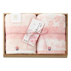 春の贈り物便り 桜染めフェイスタオル2P（木箱入） 今治謹製 34×75cm 0.5kg 綿100%
