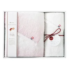 春の贈り物便り バスタオル&フェイスタオル わたいろ ピンク バスタオル:60×120cm、フェイスタオル:34×75cm 0.6kg 綿100%