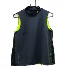 【超美品】ルコックゴルフ ノースリーブハイネックシャツ 黒×蛍光イエロー 背面パンチング レディース L ゴルフウェア le coq sportifのサムネイル