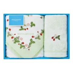 春の贈り物便り フェイスタオル&ウォッシュタオル ウェッジウッド グリーン フェイスタオル:34×75cm、ウォッシュタオル:34×35cm 0.3kg 綿100%