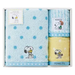 春の贈り物便り バスタオル&ウォッシュタオル2P スヌーピー バスタオル:60×120cm、ウォッシュタオル:34×35cm