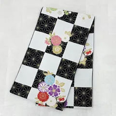 袋帯 中古 正絹 西陣織 振袖 成人式 六通 市松模様