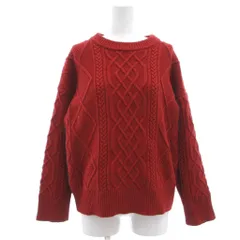 B&Y ユナイテッドアローズ BEAUTY&YOUTH ビューティー&ユース セーター ウール 赤 レッド ケーブルニット ラウンドネック 長袖 /ML ■ECF004