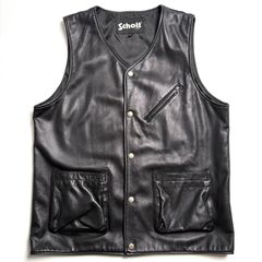 ★最終値下げ★Schott ブラックレザー ベスト サイズS 中古・古着通販】Schott (ショット) レザーベスト ブラック サイズ:S