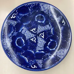 陶器 丸大皿 藍色
