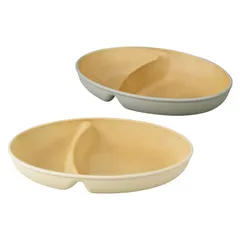 春の贈り物便り アースカラー 抗菌小判ランチプレート2P 24.5×17.5×4cm 0.5kg PET･ABS樹脂（ウレタン塗装）