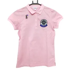 ジャックバニー 半袖ポロシャツ ピンク×黒 バックプリント レディース 1(M) ゴルフウェア Jack Bunny