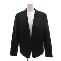 エイチ&エム H&M 美品 ノーカラージャケット ヘリンボーン柄  42 黒 ブラック /TL ■ECF003